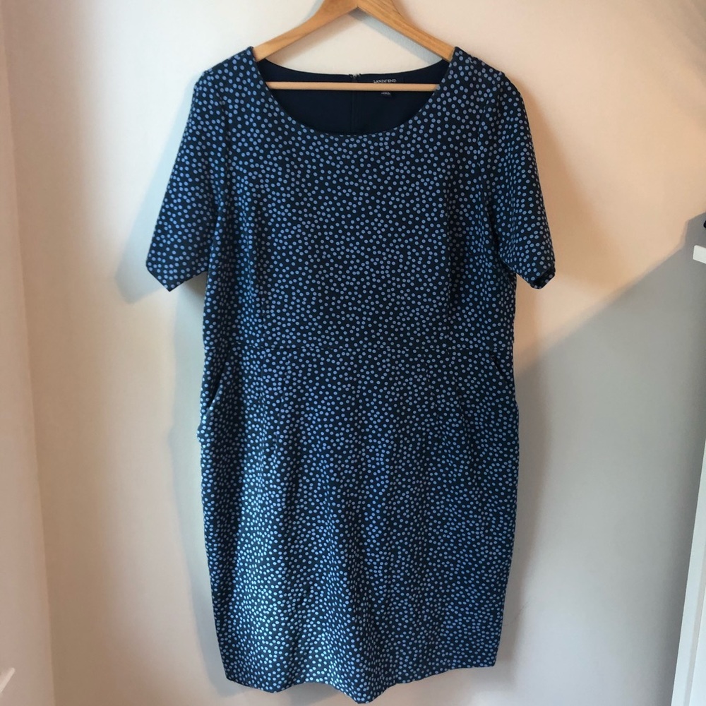 Lands’end Blue Polka Dot Dress